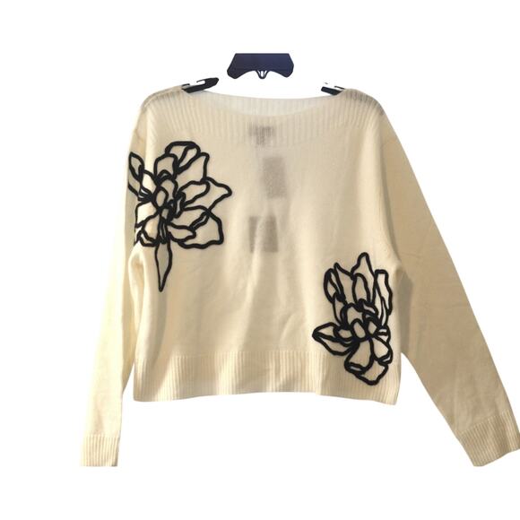 Charter Club Women's 100% Cashmere Boatneck Embroidered Floral Sweater - Picture 2 of 4